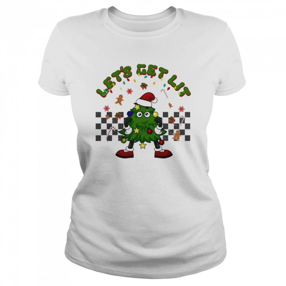 groovy let’s get lit Christmas tree xmas lights shirt Classic Women's T-shirt