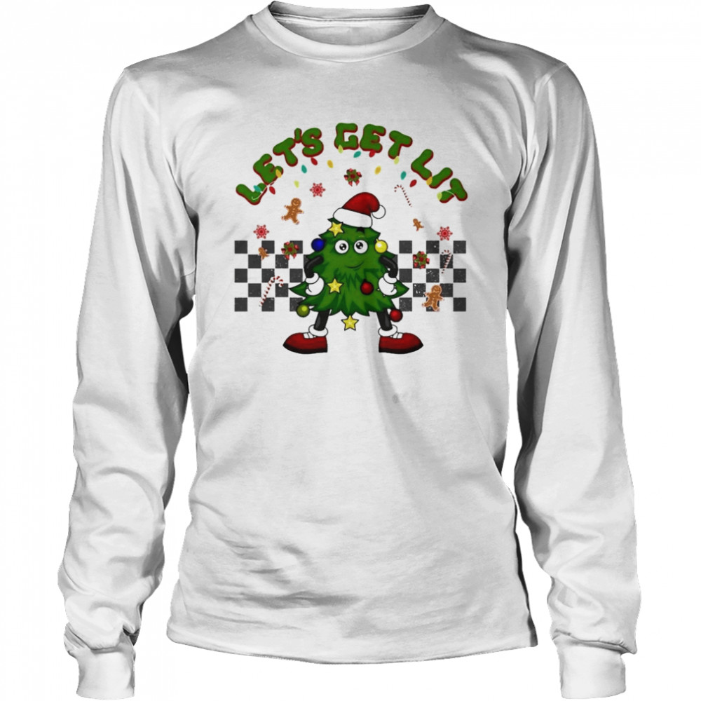 groovy let’s get lit Christmas tree xmas lights shirt Long Sleeved T-shirt