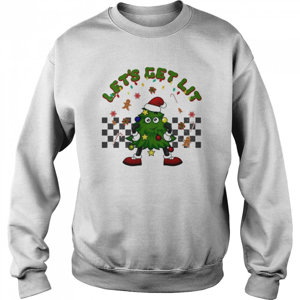groovy let’s get lit Christmas tree xmas lights shirt Unisex Sweatshirt