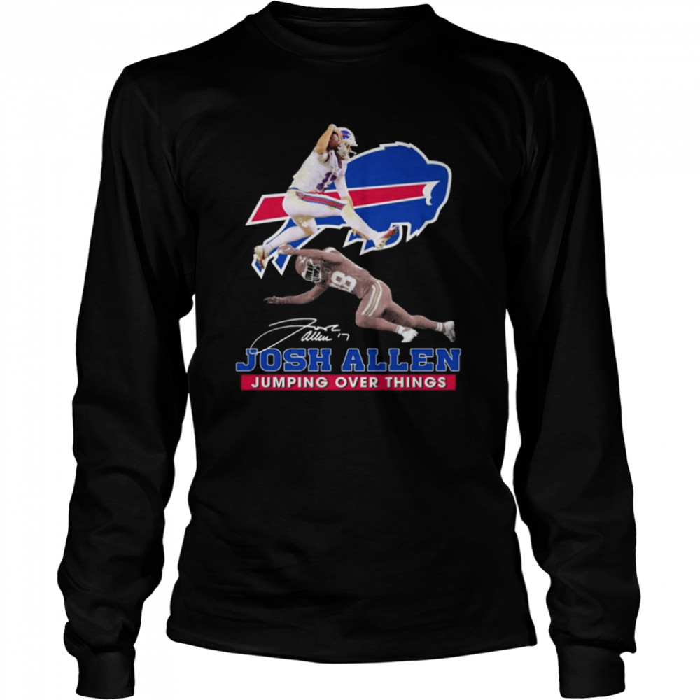 Buffalo Bills Josh Allen Jumping over things signature shirt Long Sleeved T-shirt