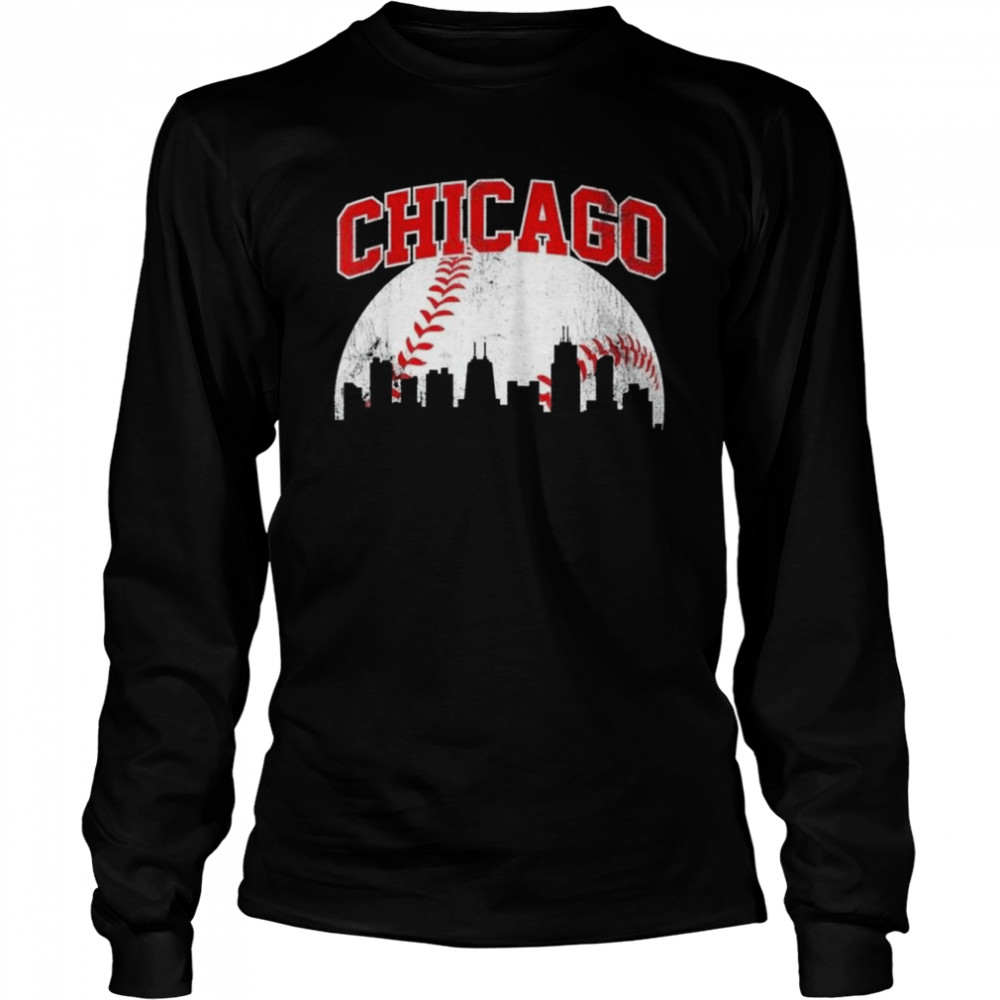 Chicago Baseball Skyline City Gameday Retro Vintage USA Vintage 2022 Long Sleeved T-shirt