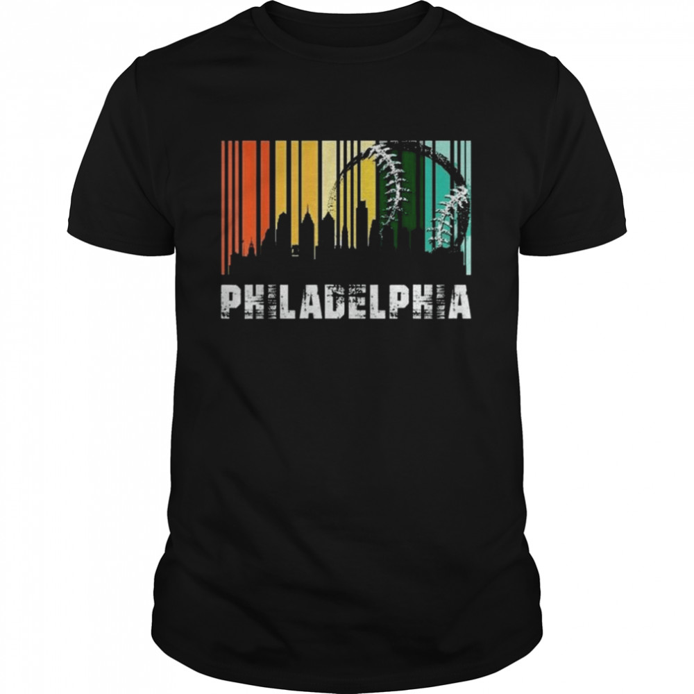Philadelphia City Skyline Retro Baseball Vintage 2022 Classic Men's T-shirt