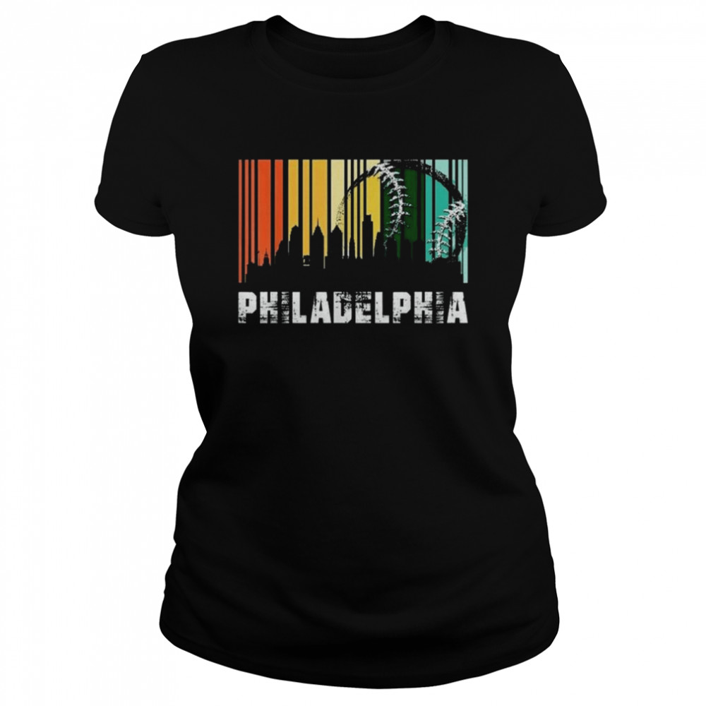 Philadelphia City Skyline Retro Baseball Vintage 2022 Classic Women's T-shirt