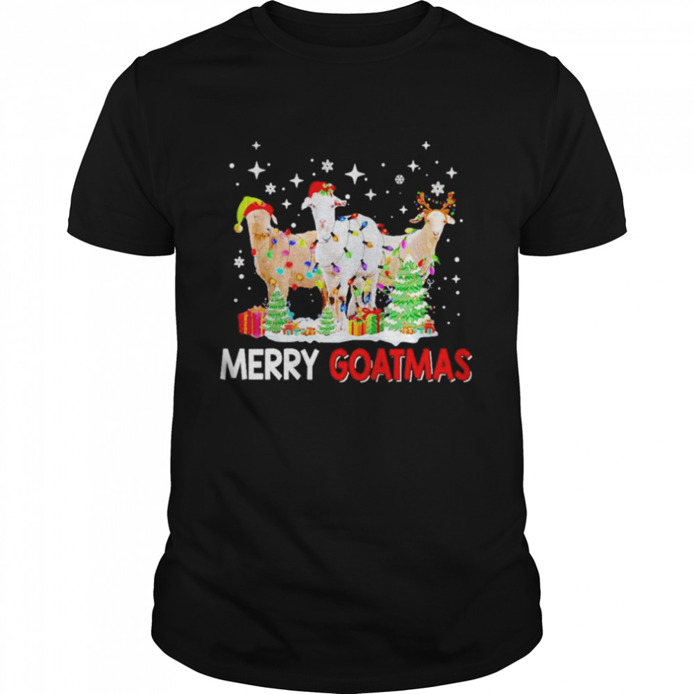 merry Goatmas santa goat Xmas color lights shirt Classic Men's T-shirt