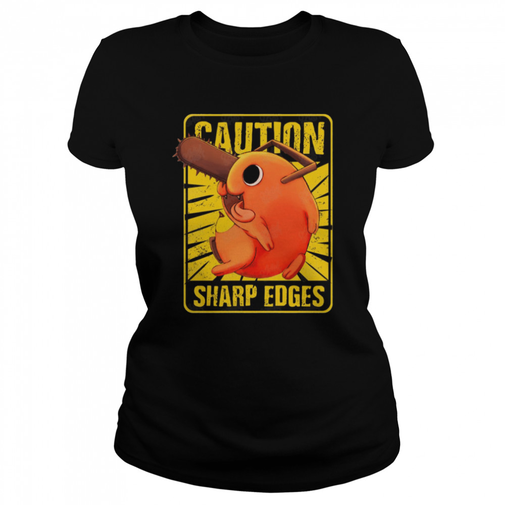 Caution Sharp Edges Pochita Chainsaw Man shirt Classic Women's T-shirt
