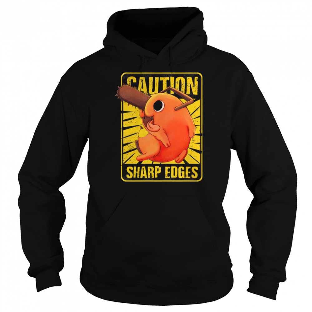 Caution Sharp Edges Pochita Chainsaw Man shirt Unisex Hoodie
