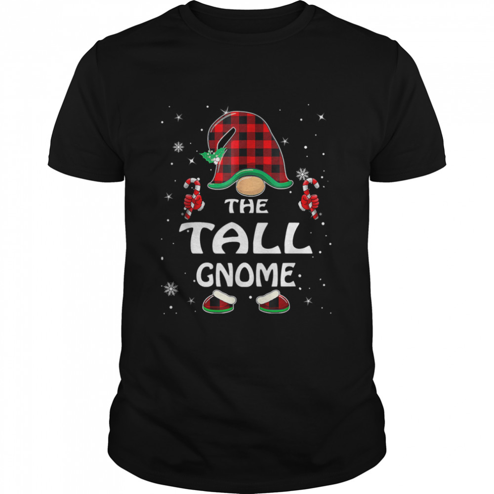 Tall Gnome Buffalo Plaid Matching Family Christmas T-Shirt