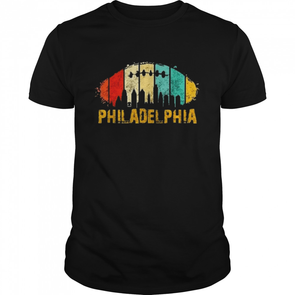 Vintage Philadelphia City Skyline Retro Color Football Shirt