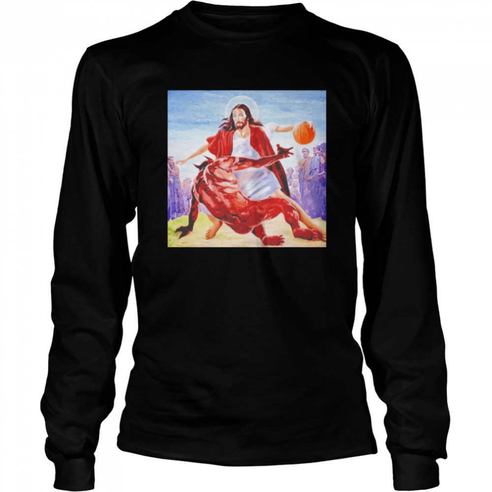 Not today Satan Jesus Crossover Basketball shirt Long Sleeved T-shirt