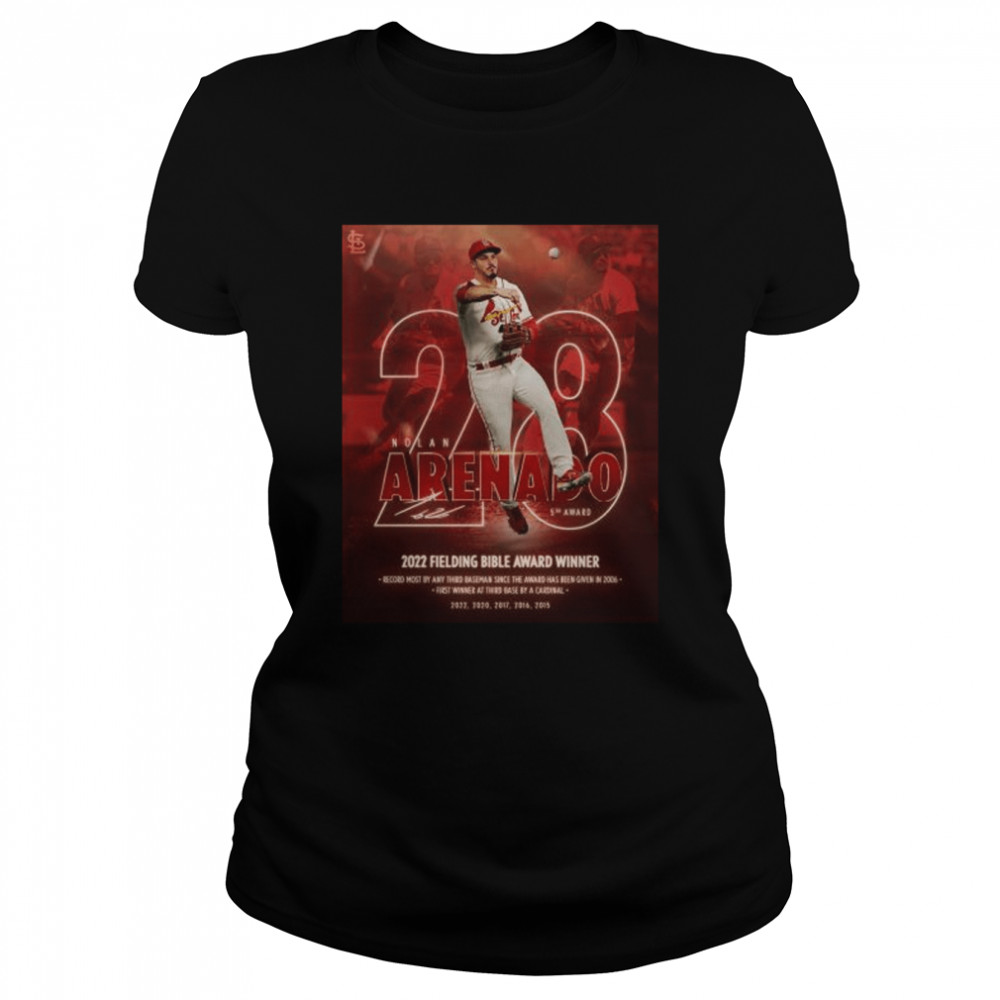 St Louis Cardinals Nolan Arenado 5th award 2022 Fielding Bible award Winner signature shirt Classic Women's T-shirt