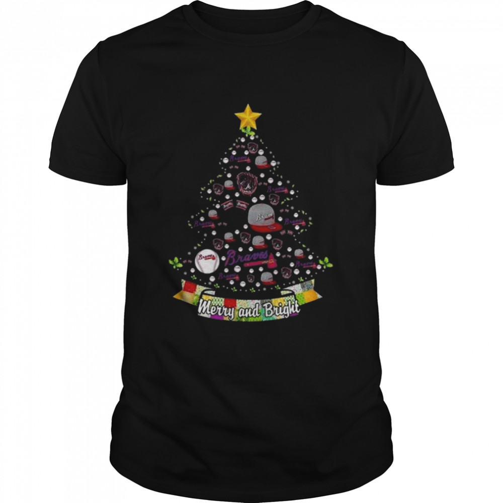 Merry And Bright Atlanta Braves MLB Christmas Tree T Shirts