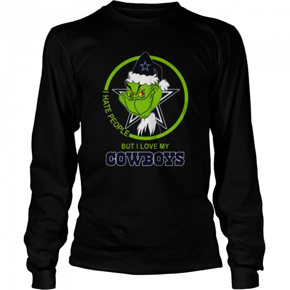 Grinch I Hate People But I Love Dallas Cowboys Christmas 2022 shirt Long Sleeved T-shirt
