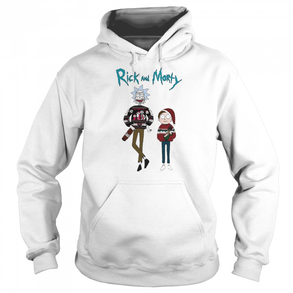 Rick And Morty Wearing Christmas Sweaters 2022 shirt Unisex Hoodie