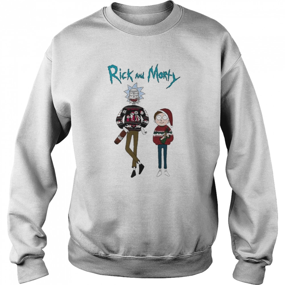 Rick And Morty Wearing Christmas Sweaters 2022 shirt Unisex Sweatshirt