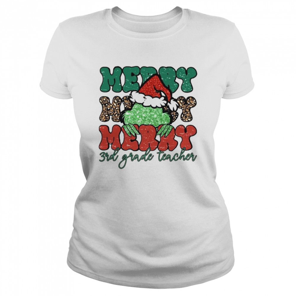 Santa Grinch Merry 3rd Grade Teacher Christmas Leopard 2022 shirt Classic Women's T-shirt