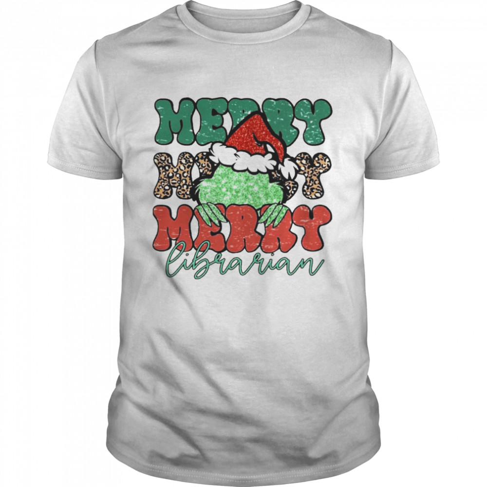 Santa Grinch Merry Librarian Christmas Leopard 2022 shirt