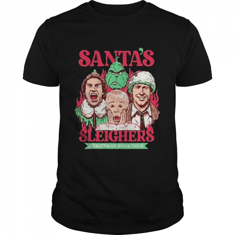 Santa Sleighers Christmas Rock Tour Home Alone Funny Xmas 2022 shirt