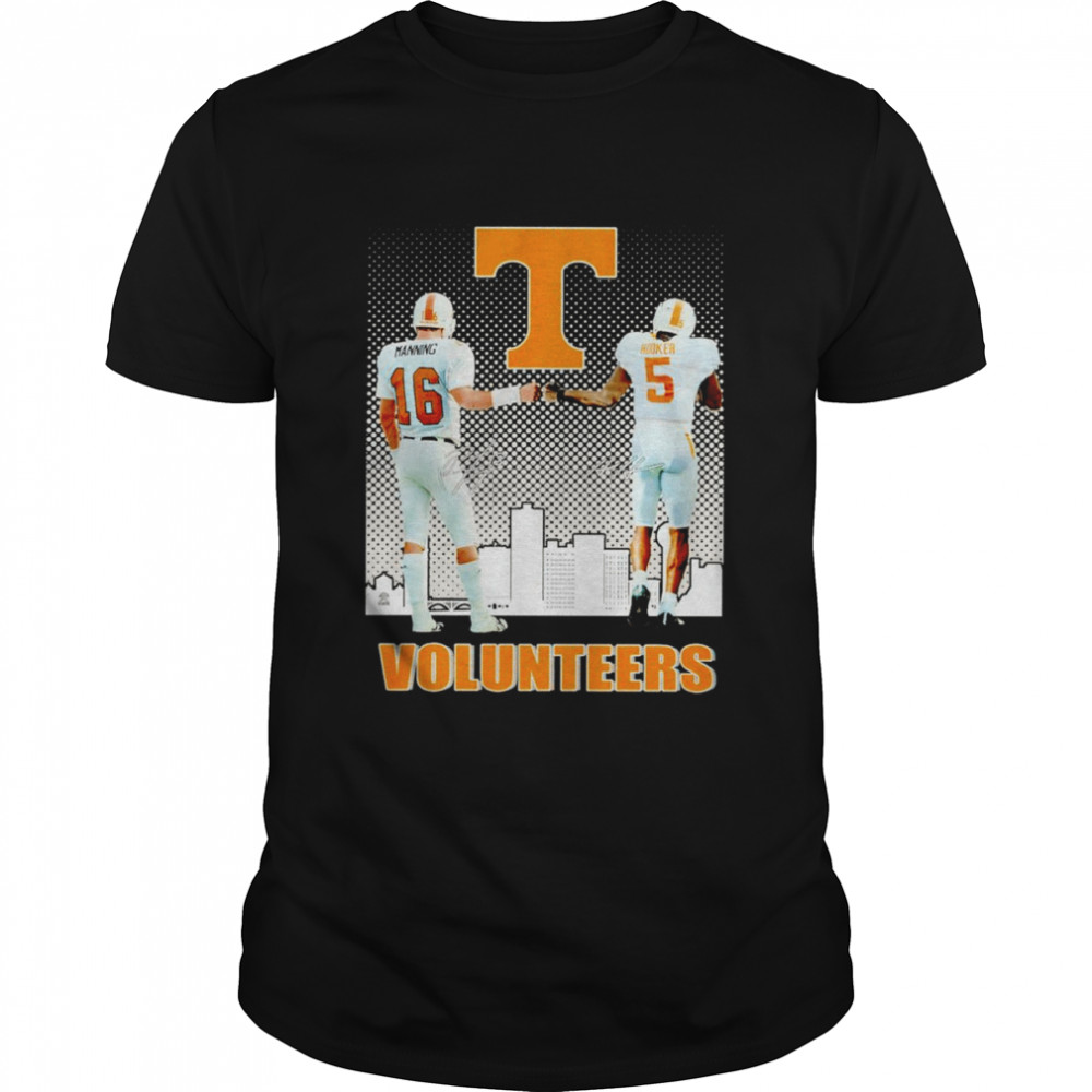 Peyton Manning and Hendon Hooker Tennessee Volunteers signatures shirt
