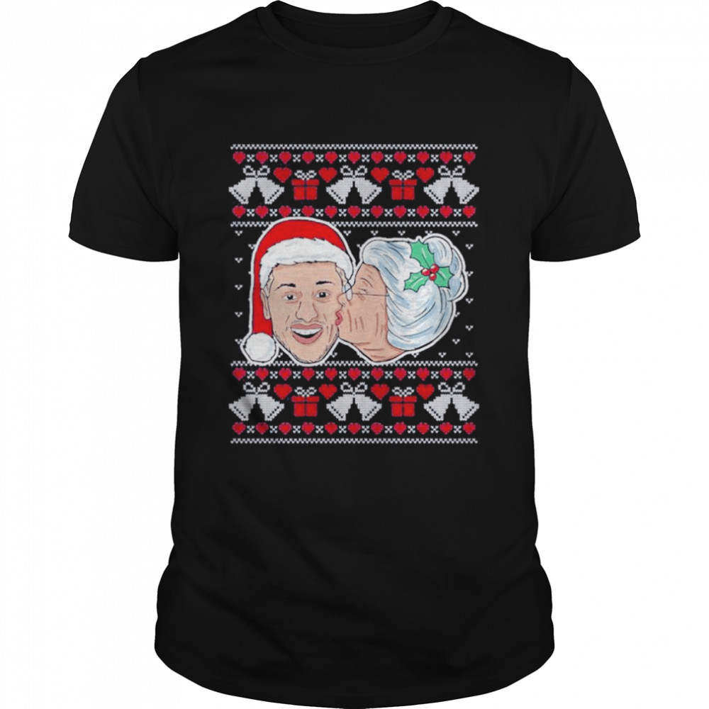 Kissing Mrs Claus Ugly christmas shirt Classic Men's T-shirt