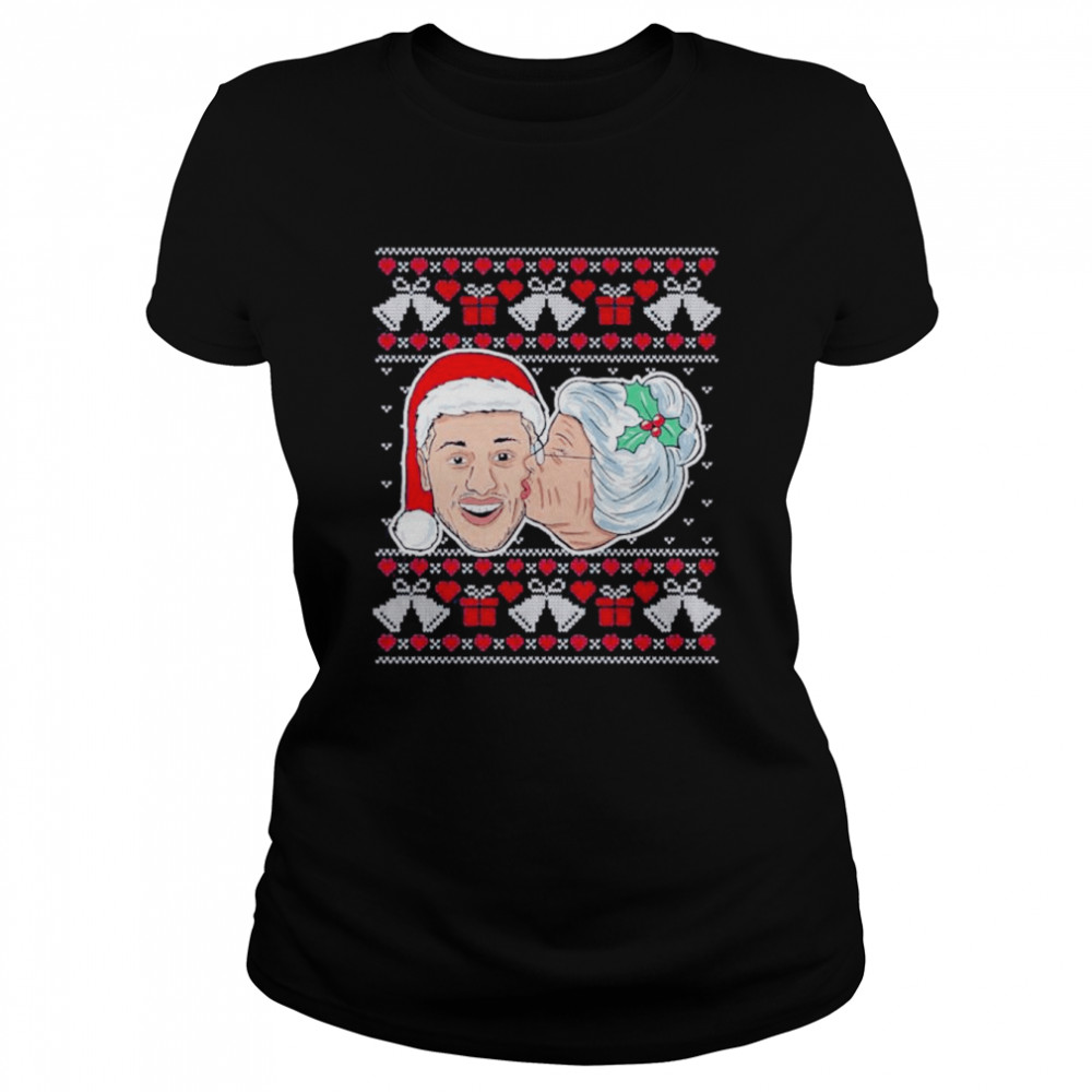 Kissing Mrs Claus Ugly christmas shirt Classic Women's T-shirt