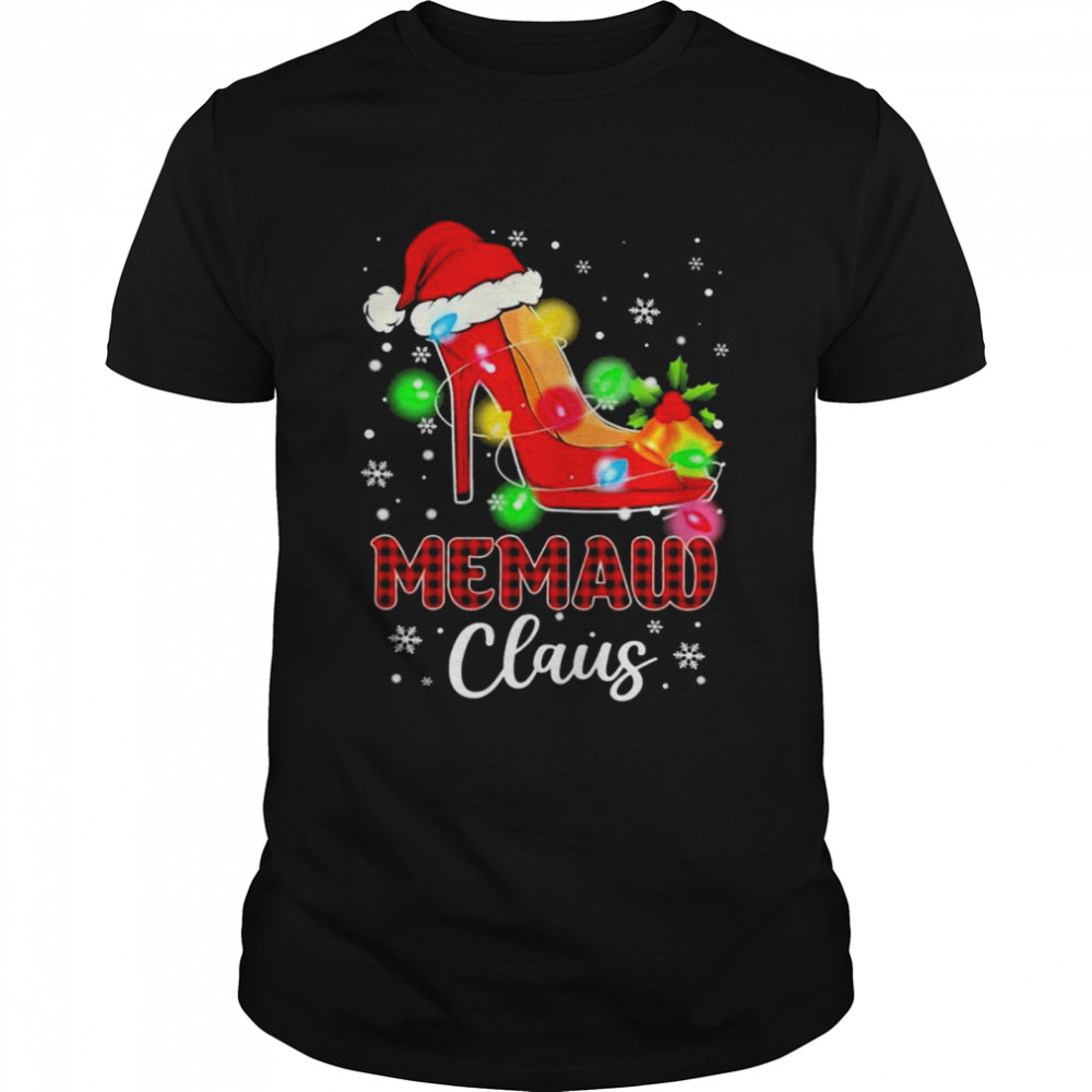 Santa High-heeled Memaw Claus Merry Christmas light shirt