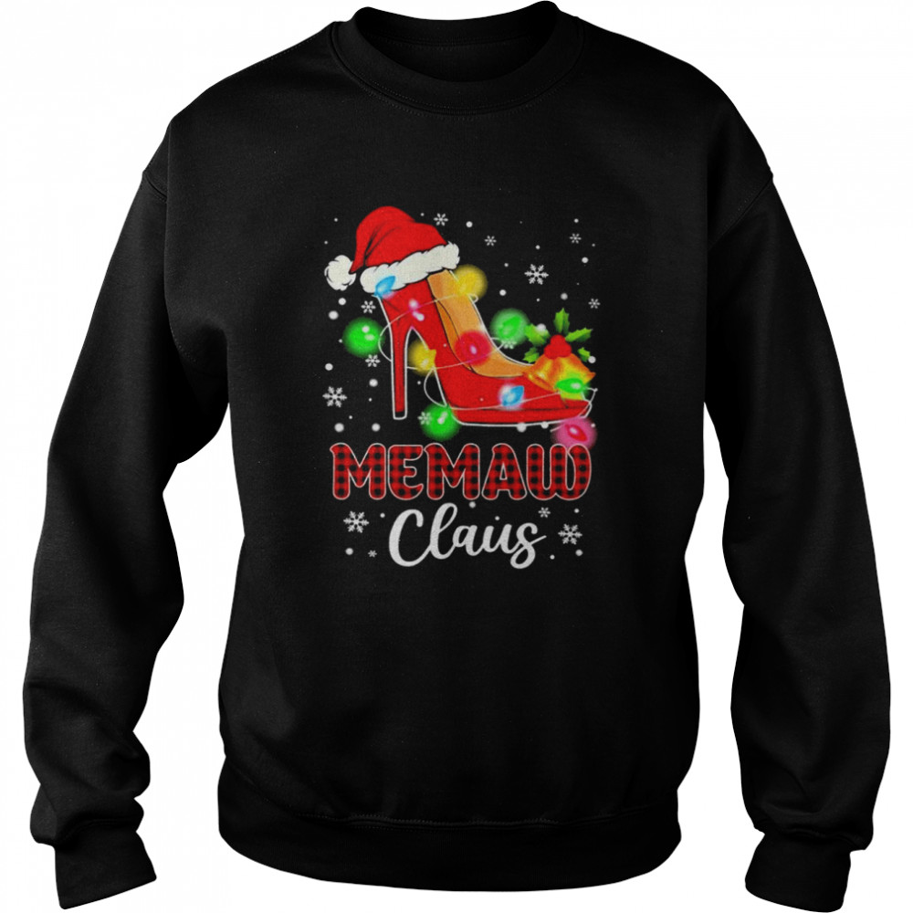 Santa High-heeled Memaw Claus Merry Christmas light shirt Unisex Sweatshirt