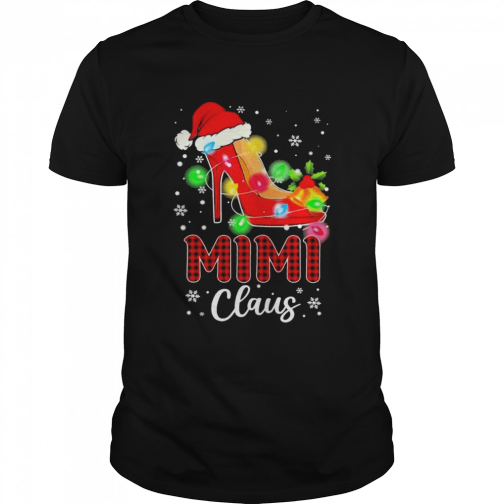 Santa High-heeled Mimi Claus Merry Christmas light shirt