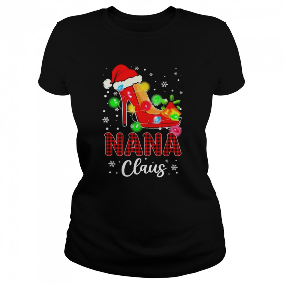 Santa High-heeled Nana Claus Merry Christmas light shirt Classic Women's T-shirt