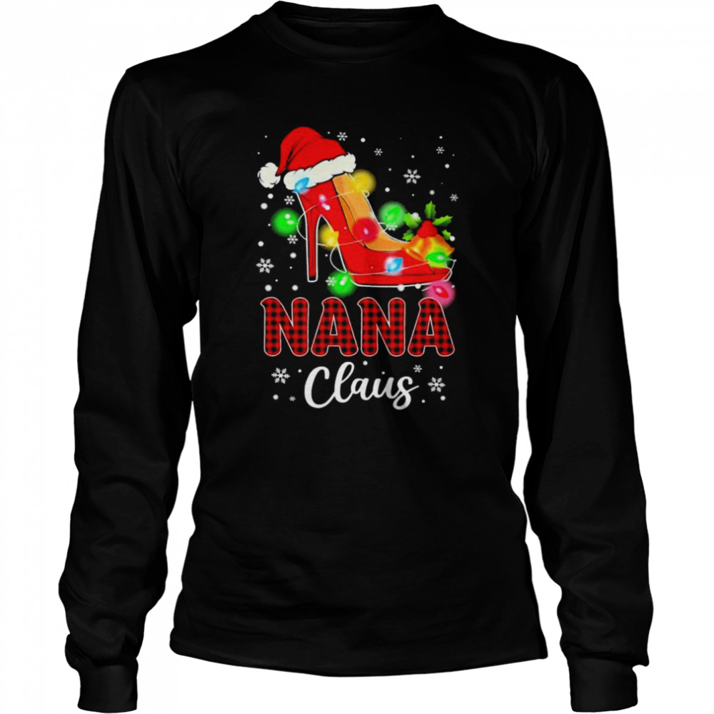 Santa High-heeled Nana Claus Merry Christmas light shirt Long Sleeved T-shirt