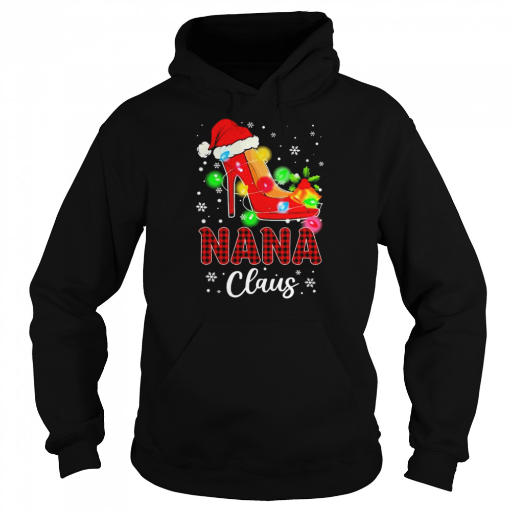 Santa High-heeled Nana Claus Merry Christmas light shirt Unisex Hoodie