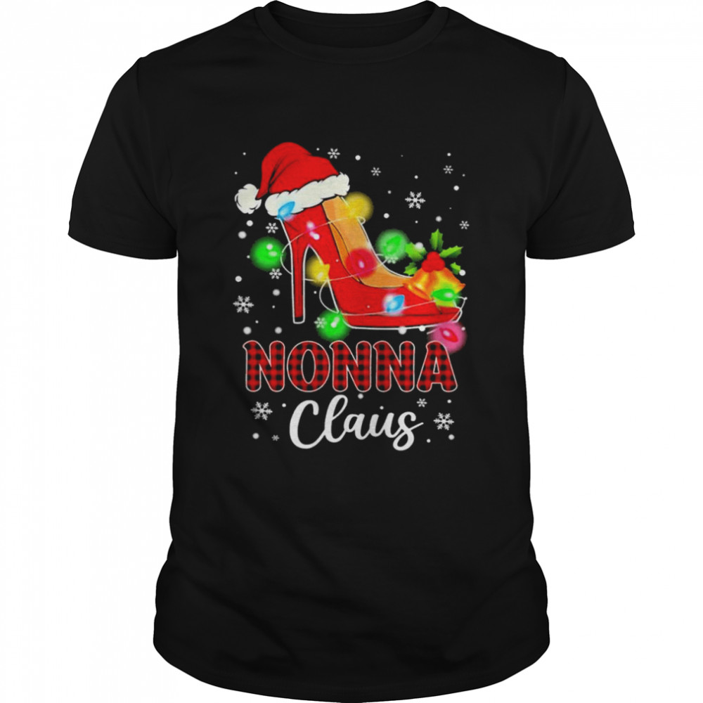 Santa High-heeled Nonna Claus Merry Christmas light shirt Classic Men's T-shirt
