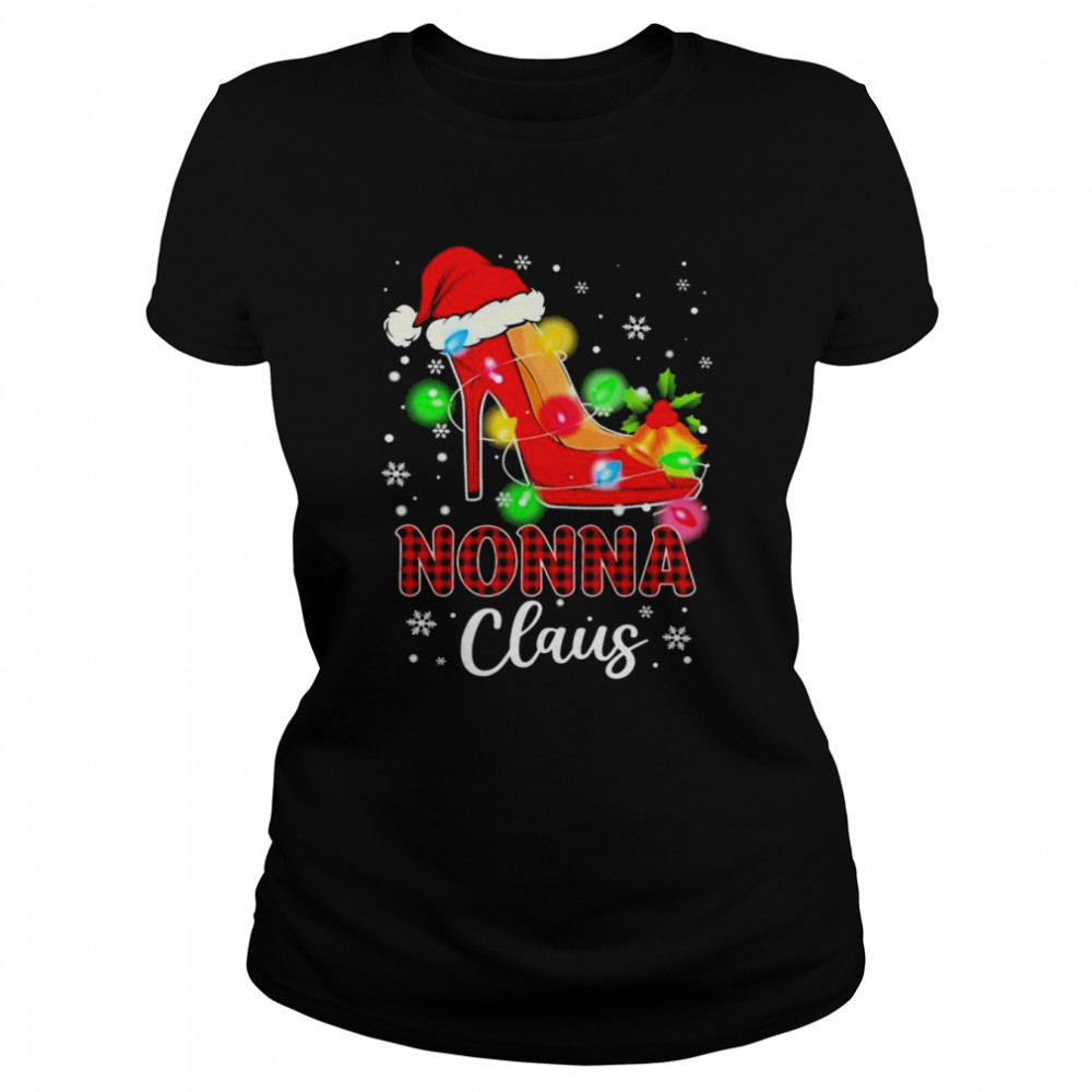 Santa High-heeled Nonna Claus Merry Christmas light shirt Classic Women's T-shirt