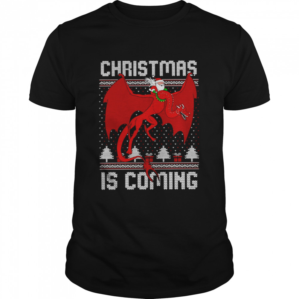 Santa Rides Dragon Christmas Is Coming shirt