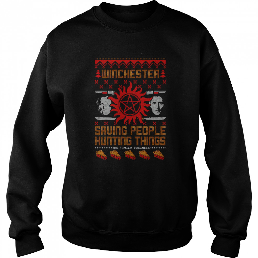 Christmas With The Winchesters Saving People Hunting Things Supernatural shirt Unisex Sweatshirt