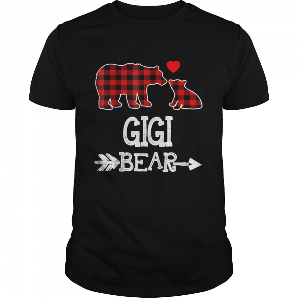 GigI bear red buffalo plaid grandma bear pajama shirt