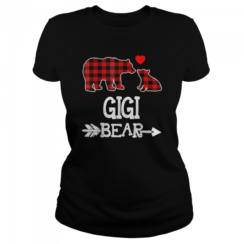 GigI bear red buffalo plaid grandma bear pajama shirt Classic Women's T-shirt