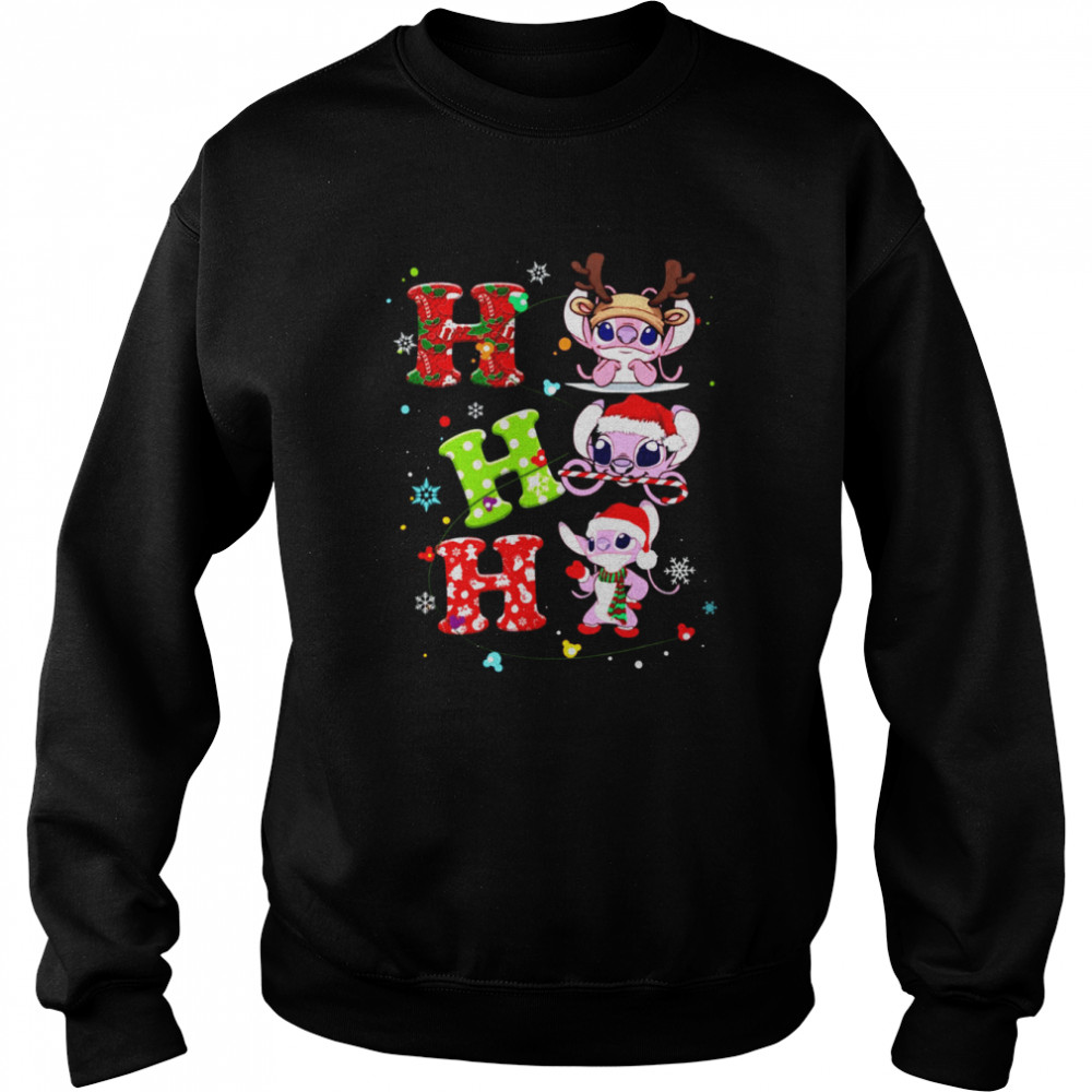 Walt Disney Angel Stitch Merry Christmas Cute Character Cartoon Ho Ho Ho shirt Unisex Sweatshirt