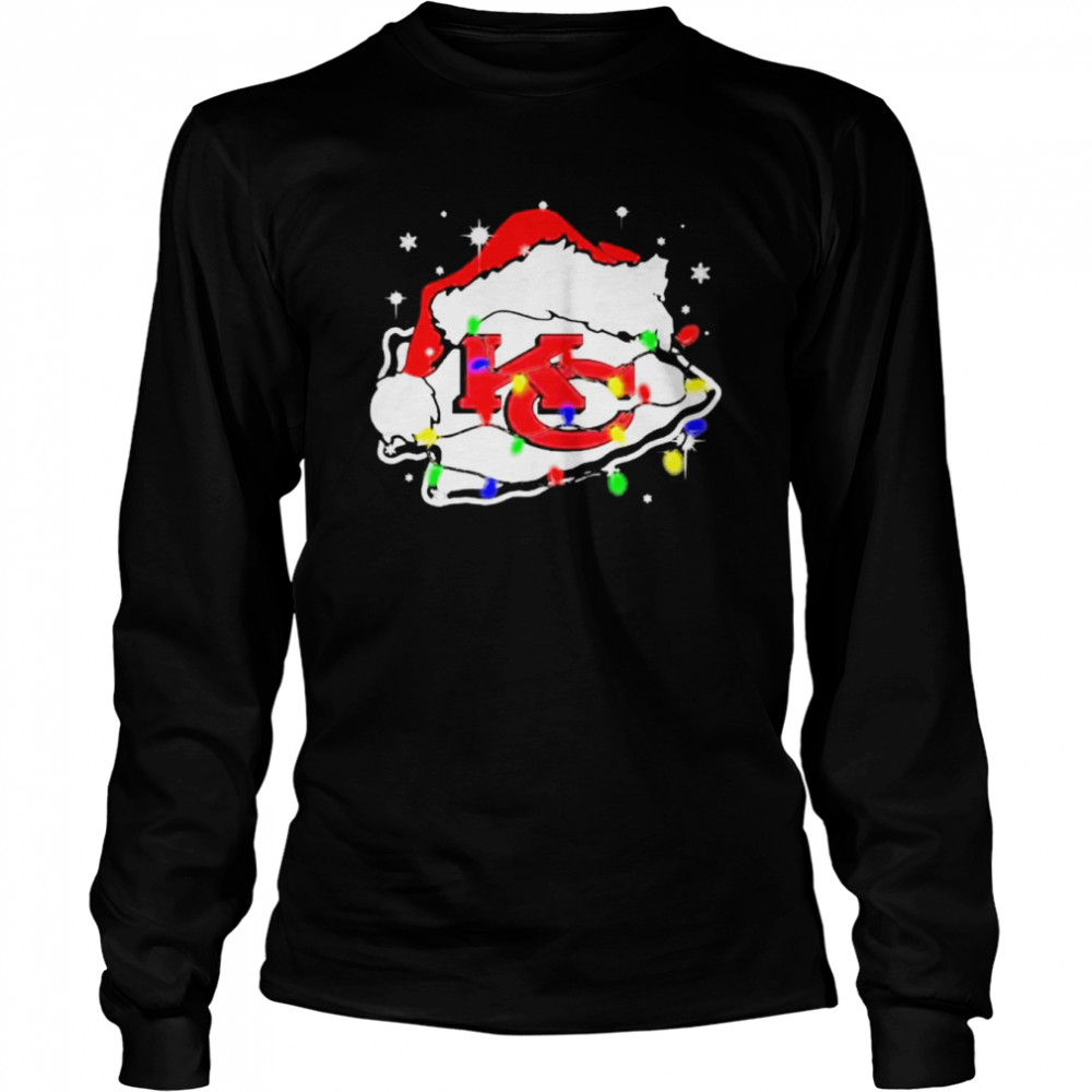 Santa Kansas City Chiefs Logo Lights Christmas Shirt