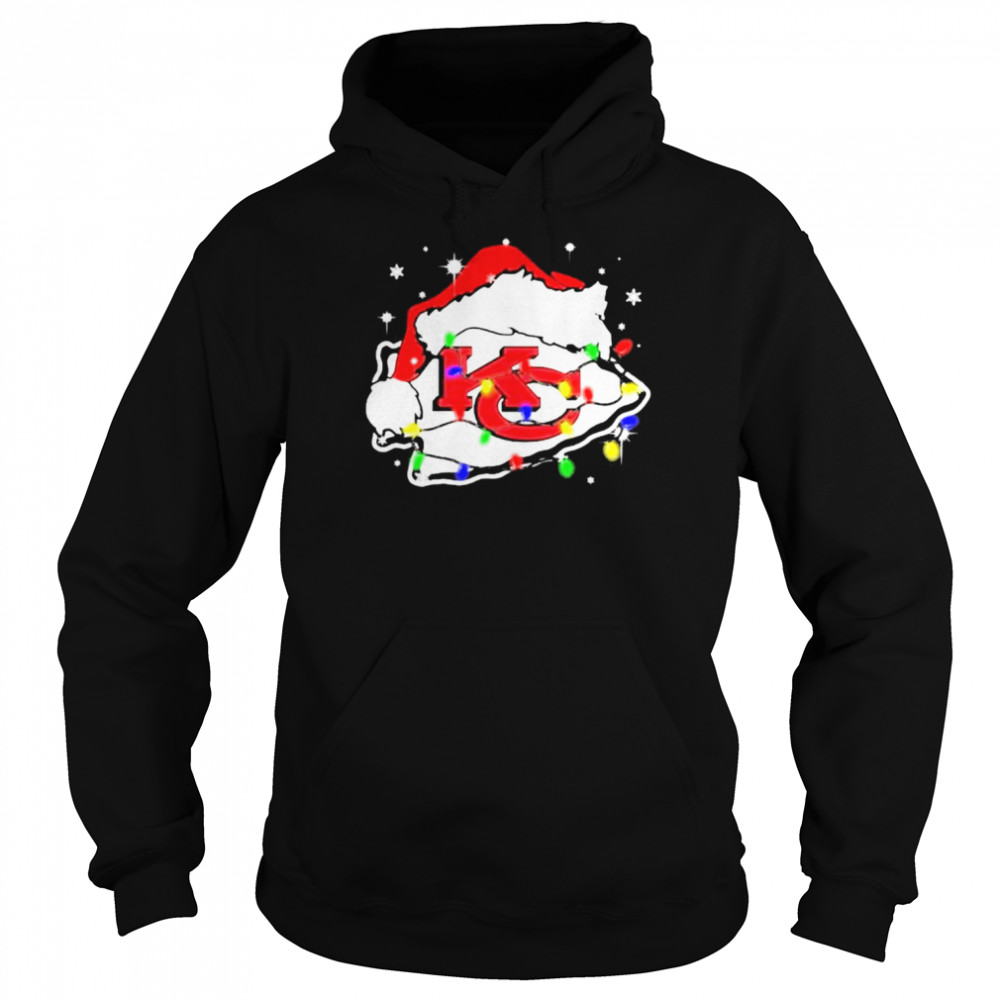 Funny Santa Kansas City Chiefs logo light Christmas Shirt - Reallovetees