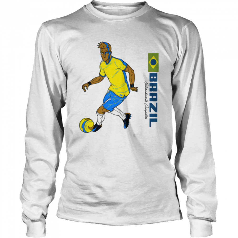 Brazil flag and world cup qatar 2022 T- Long Sleeved T-shirt