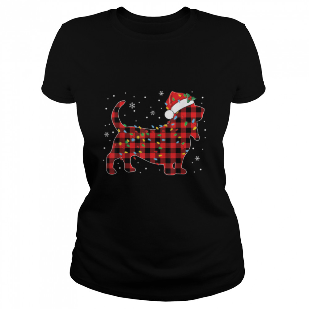 Basset Hound Christmas Tree Light Red Plaid Pajama Dog Lover T- B0BN19NN28 Classic Women's T-shirt