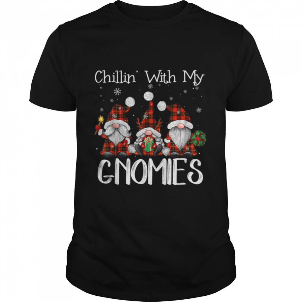 Chillin With My Gnomies Buffalo Red Plaid Christmas Gnome T- B0BN1NWRX3 Classic Men's T-shirt