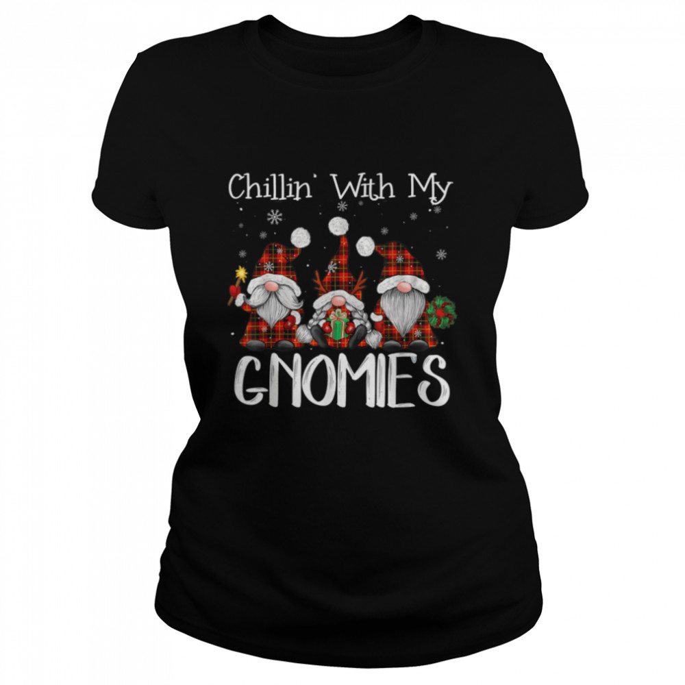 Chillin With My Gnomies Buffalo Red Plaid Christmas Gnome T- B0BN1NWRX3 Classic Women's T-shirt