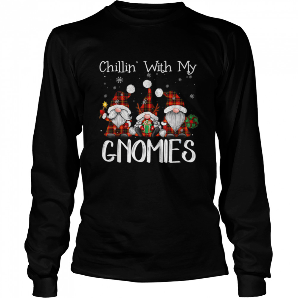 Chillin With My Gnomies Buffalo Red Plaid Christmas Gnome T- B0BN1NWRX3 Long Sleeved T-shirt