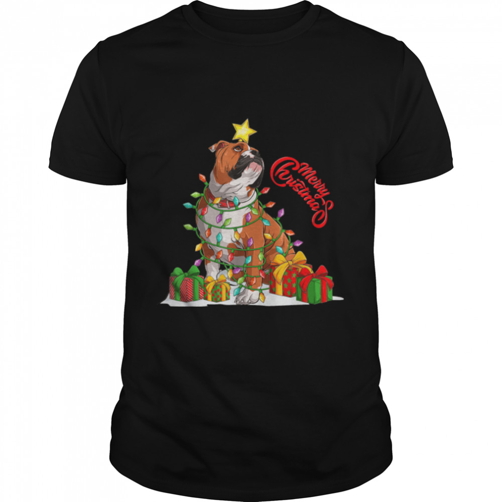 English Bulldog Christmas Tree Dog Lover Merry Christmas T- B0BN1GJ3H6 Classic Men's T-shirt