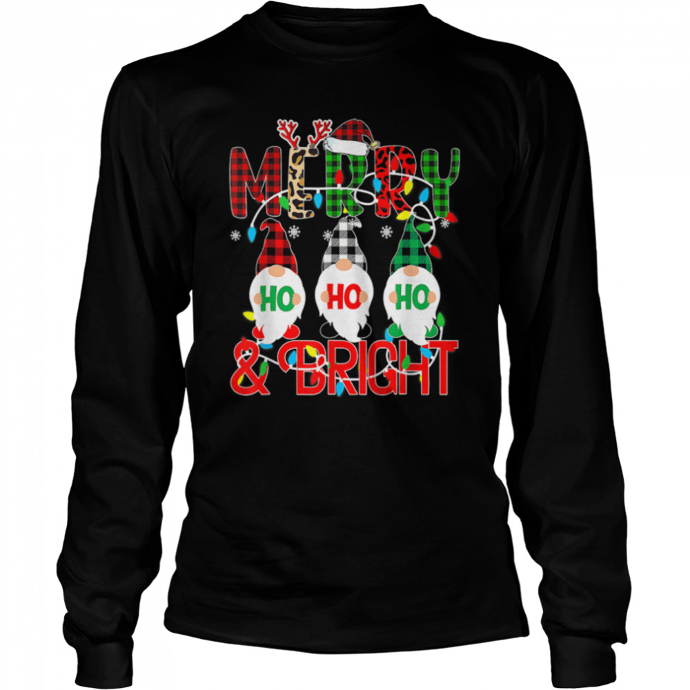 Funny Merry And Bright Christmas Lights Xmas Holiday Gnomes T- B0BN1MN3V3 Long Sleeved T-shirt