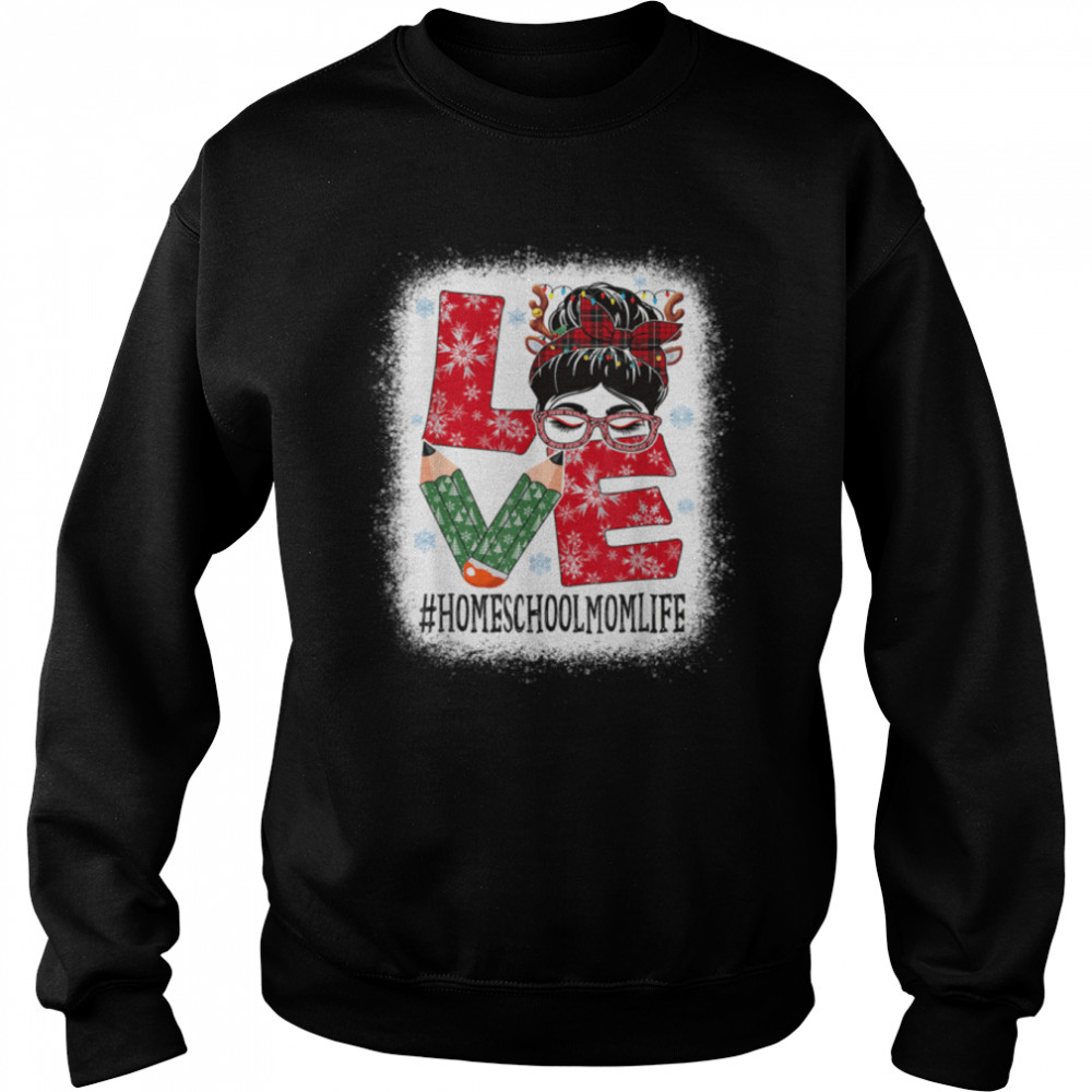 Homeschool Mom Love Christmas Woman Messy Bun Reindeer Xmas T- B0BN1BL4QV Unisex Sweatshirt