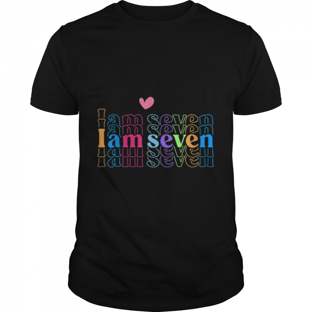 I Am Seven Happy 7th Birthday 7 Years Old Boy Girl Awesome T- B0BN1KG22B Classic Men's T-shirt