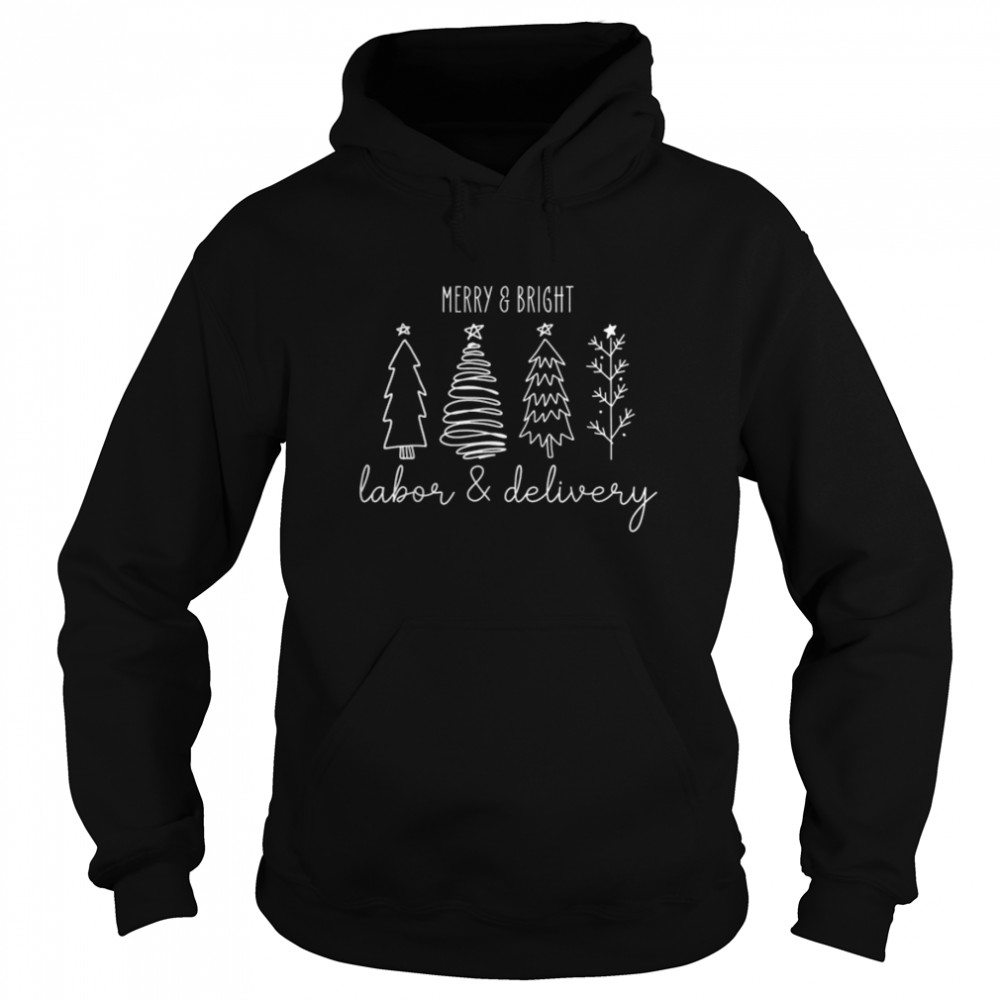 Merry Xmas Bright Christmas Labor and Delivery Nurse T- B0BN1GW42H Unisex Hoodie