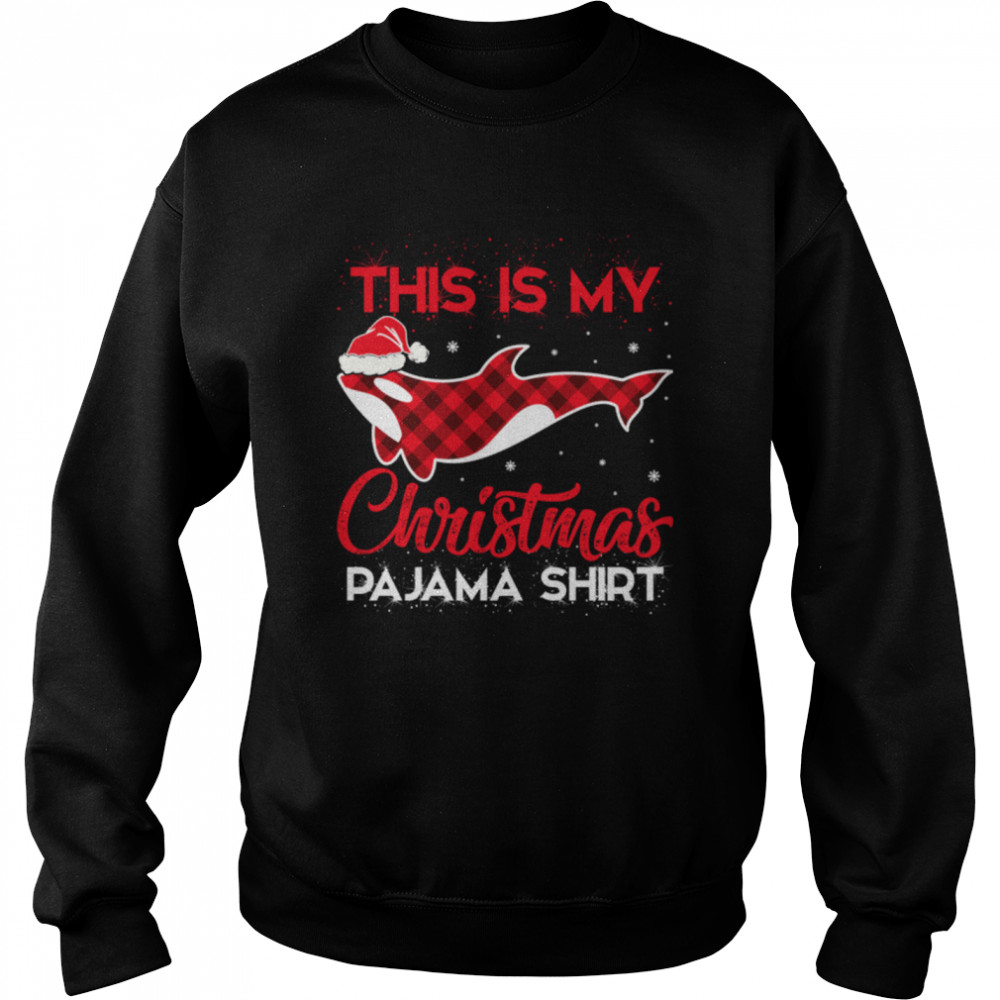 This Is My Christmas Pajama Plaid Orca Santa Hat Sweatshirt B0BMZQFXJV Unisex Sweatshirt